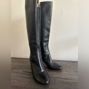 Black Leather Knee-High Boots